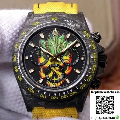 Rolex Daytona Cosmos Chronograph Carbon Fiber Edition Color Skull Dial-Rep Time Watches