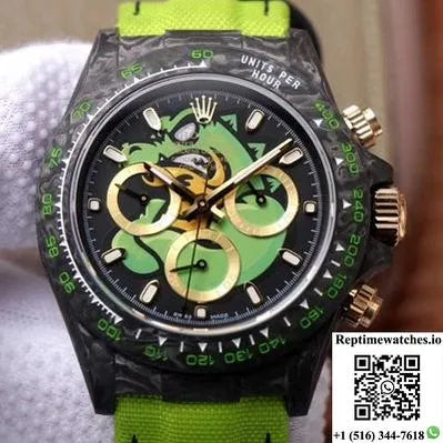 Rolex Daytona Cosmos Chronograph Carbon Fiber Edition Green Exploded Dragon Dial-Rep Time Watches