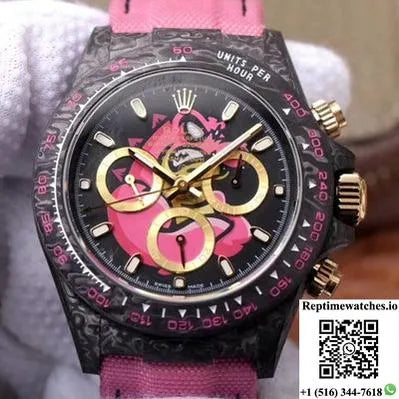 Rolex Daytona Cosmos Chronograph Carbon Fiber Edition Pink Exploded Dragon Dial-Rep Time Watches