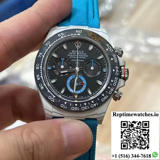 Rolex Daytona Diw Factory NTPT Carbon Fiber Blue Strap - Watches