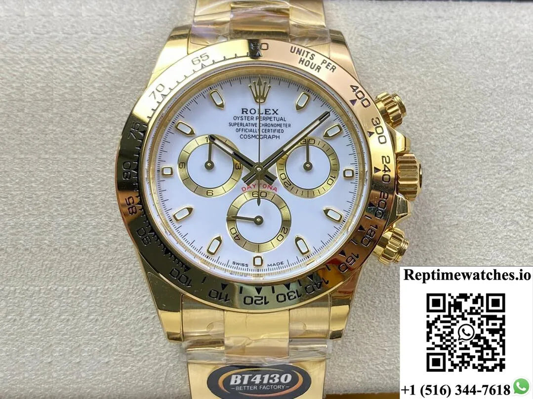 Rolex Daytona M116508-0001 Bt Factory Yellow Gold White Dial-Rep Time Watches