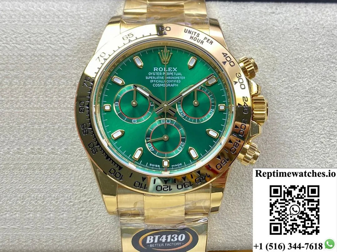 Rolex Daytona M116508-0013 Bt Factory Yellow Gold Green Dial-Rep Time Watches