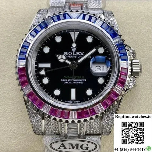 Rolex Gmt-Master 116759 Saru-78209 Amg Factory Diamond Case-Rep Time Watches