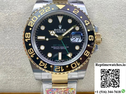 Rolex Gmt Master Ii 116713-Ln-78203 Clean Factory Yellow Gold-Rep Time Watches