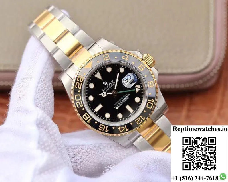 Rolex Gmt Master Ii 116713Ln Ew Factory Yellow Gold Bezel-Rep Time Watches