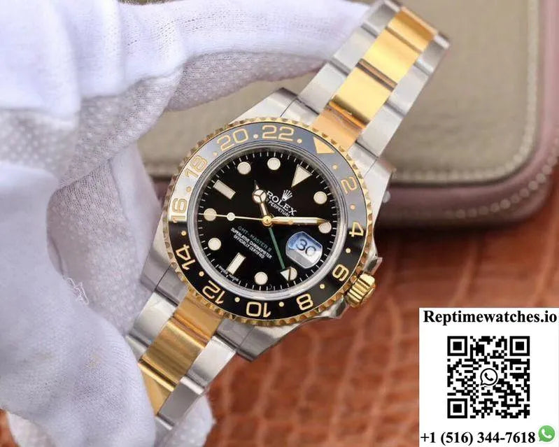 Rolex Gmt Master Ii 116713Ln Ew Factory Yellow Gold Bezel-Rep Time Watches