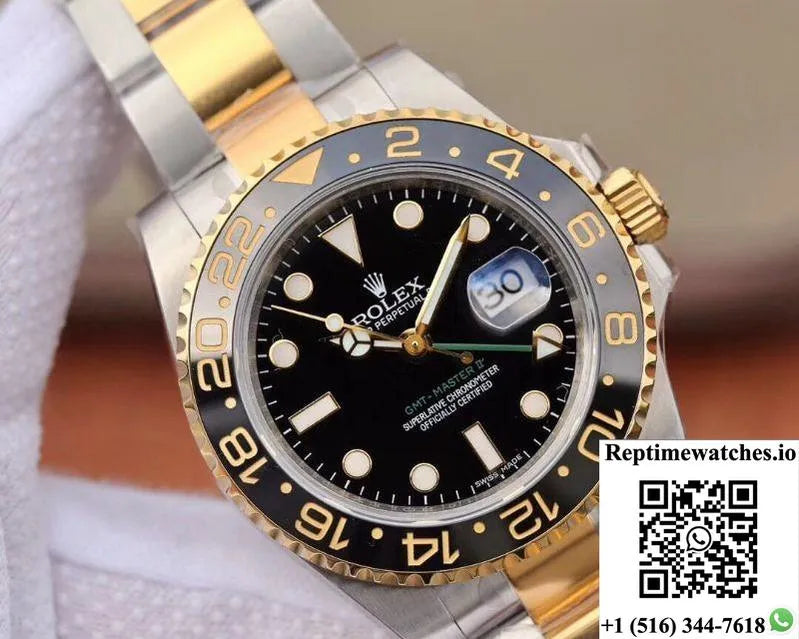 Rolex Gmt Master Ii 116713Ln Ew Factory Yellow Gold Bezel-Rep Time Watches