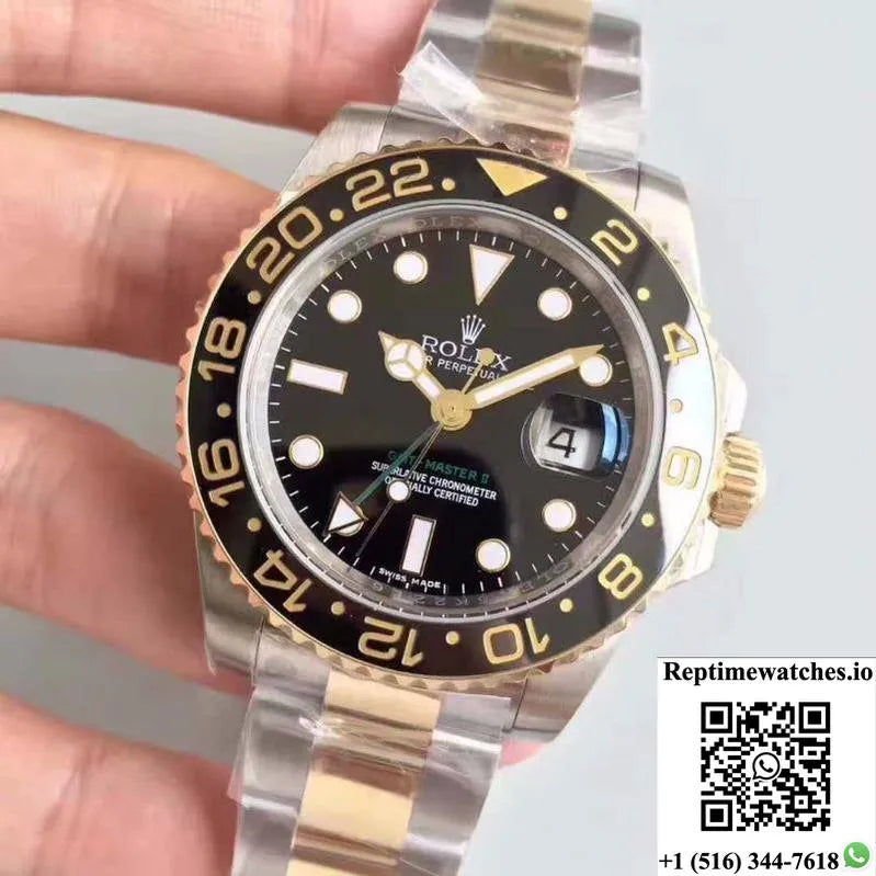 Rolex Gmt-Master Ii 116713Ln Noob Factory V9 Rose Gold Bezel-Rep Time Watches
