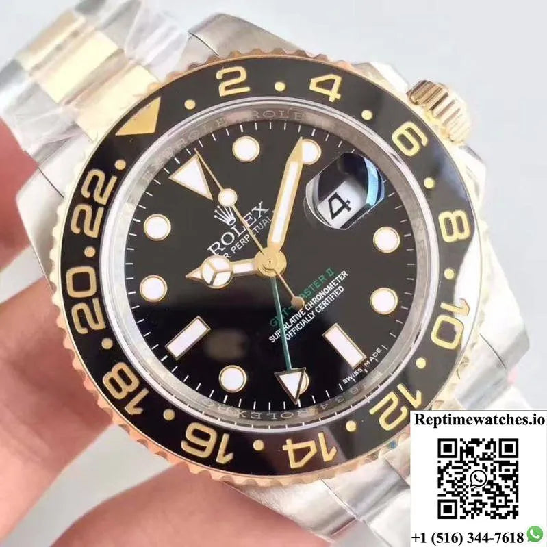 Rolex Gmt-Master Ii 116713Ln Noob Factory V9 Rose Gold Bezel-Rep Time Watches