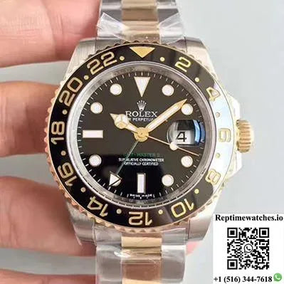 Rolex Gmt-Master Ii 116713Ln Noob Factory V9 Rose Gold Bezel-Rep Time Watches