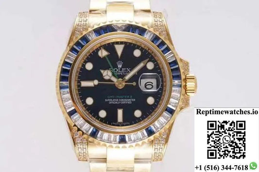 Rolex Gmt Master Ii 116758 Saru Rof Factory Blue White Diamond-Rep Time Watches