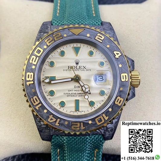 Rolex Gmt-Master Ii Diw Carbon Fiber Case Green Fabric Strap-Rep Time Watches