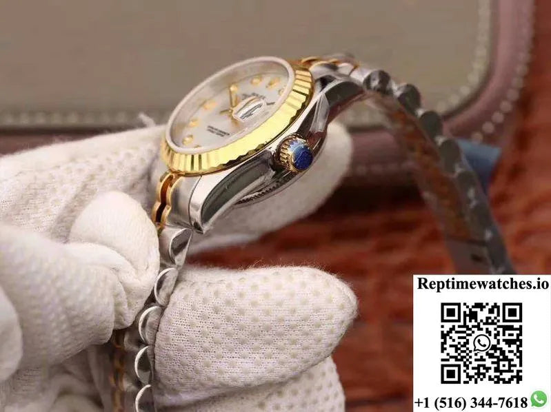 Rolex Lady Datejust 18K Gold 28Mm Silver Dial-Rep Time Watches
