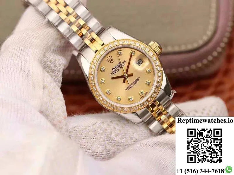 Rolex Lady Datejust 18K Gold Plating 28Mm Gold Dial-Rep Time Watches
