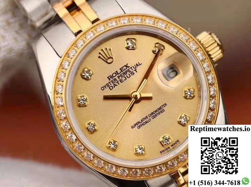 Rolex Lady Datejust 18K Gold Plating 28Mm Gold Dial-Rep Time Watches