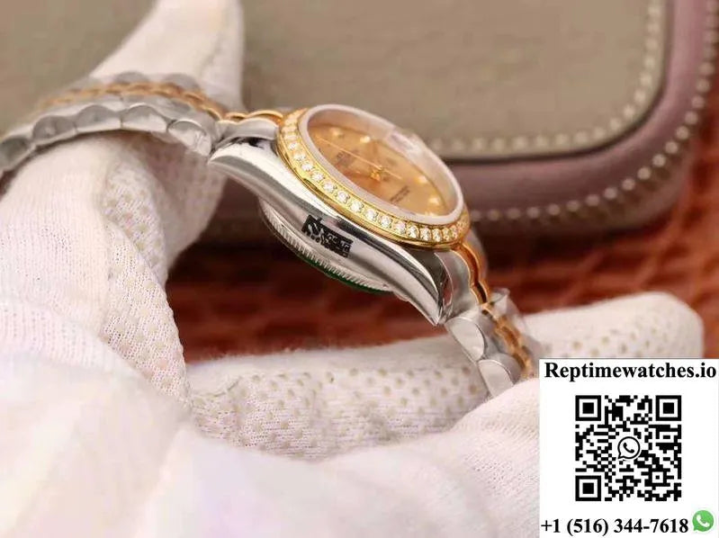 Rolex Lady Datejust 18K Gold Plating 28Mm Gold Dial-Rep Time Watches