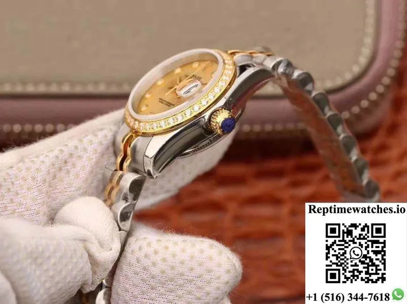 Rolex Lady Datejust 18K Gold Plating 28Mm Gold Dial-Rep Time Watches