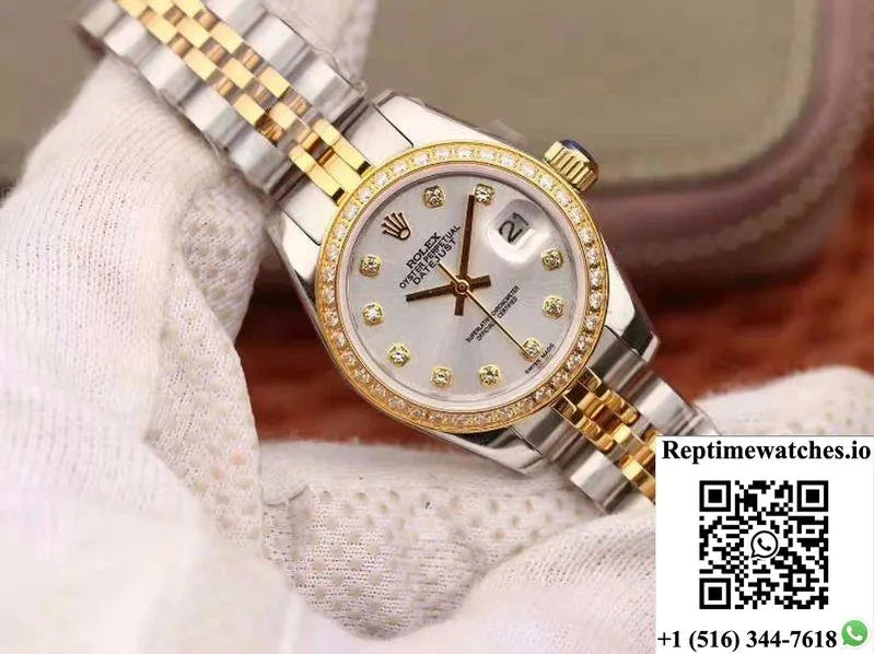 Rolex Lady Datejust 18K Yellow Gold 28Mm Silver Dial-Rep Time Watches