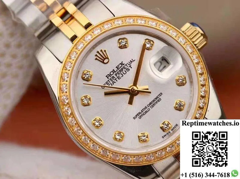 Rolex Lady Datejust 18K Yellow Gold 28Mm Silver Dial-Rep Time Watches