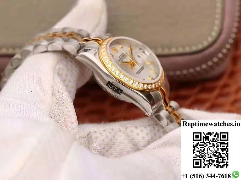 Rolex Lady Datejust 18K Yellow Gold 28Mm Silver Dial-Rep Time Watches