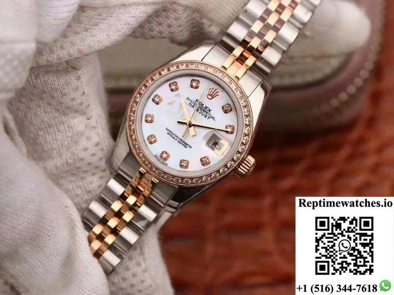 Rolex Lady Datejust Two Tone Bracelet 28Mm Enamel Dial-Rep Time Watches