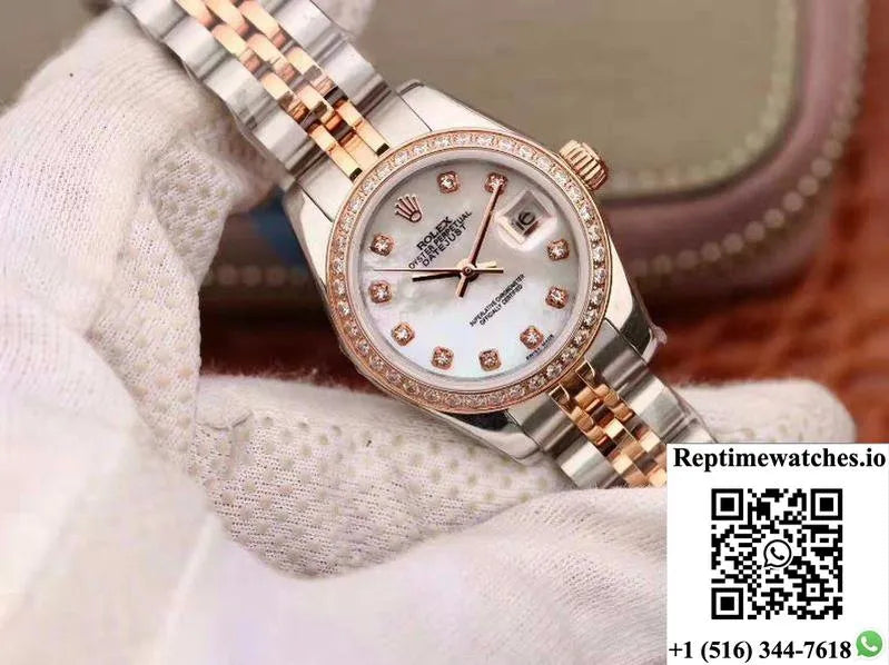 Rolex Lady Datejust Two Tone Bracelet 28Mm Enamel Dial-Rep Time Watches