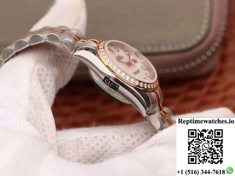 Rolex Lady Datejust Two Tone Bracelet 28Mm Enamel Dial-Rep Time Watches