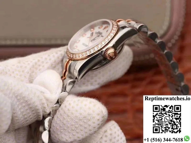 Rolex Lady Datejust Two Tone Bracelet 28Mm Enamel Dial-Rep Time Watches