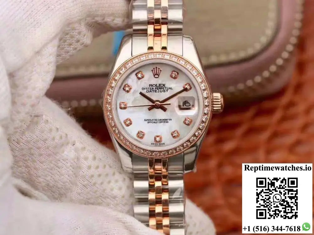 Rolex Lady Datejust Two Tone Bracelet 28MM Enamel Dial - Watches