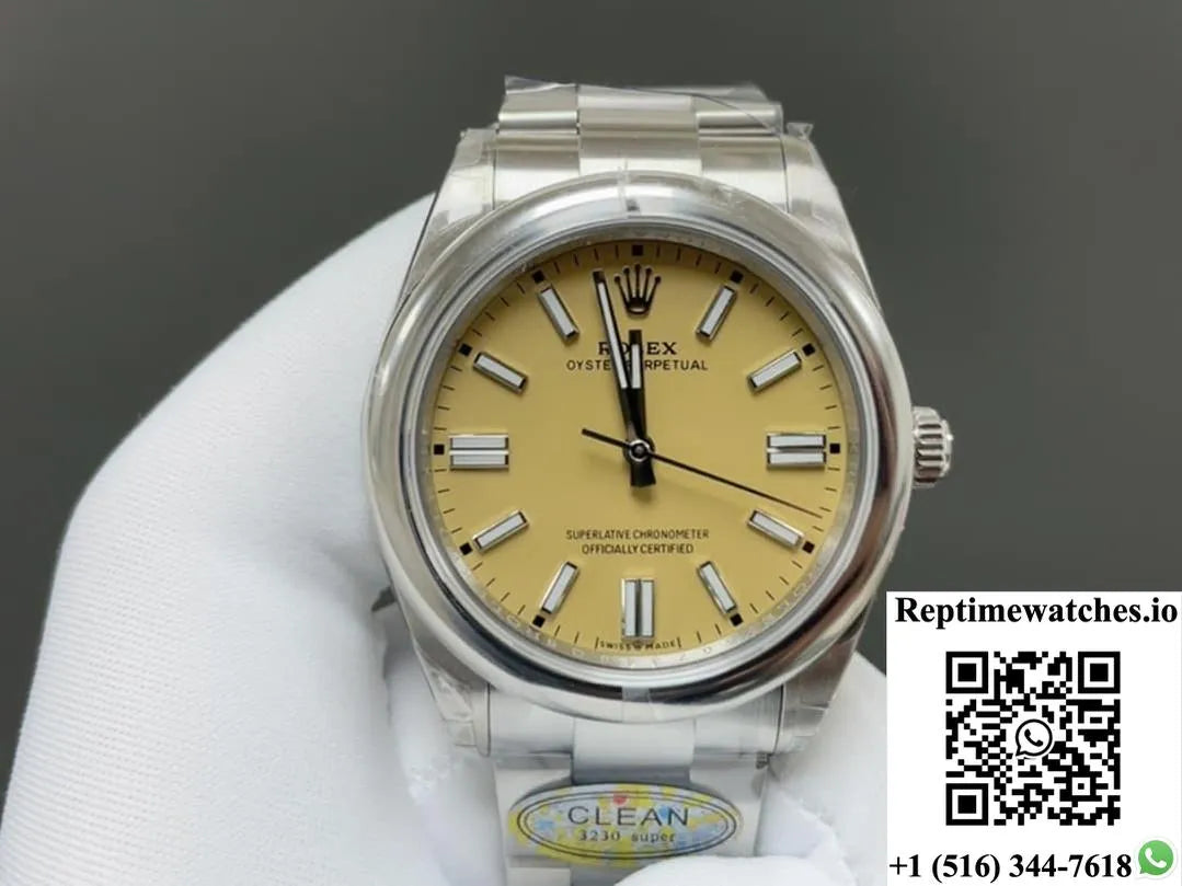 Rolex Oyster Perpetual 134300-0007 Clean Factory Yellow Dial-Rep Time Watches