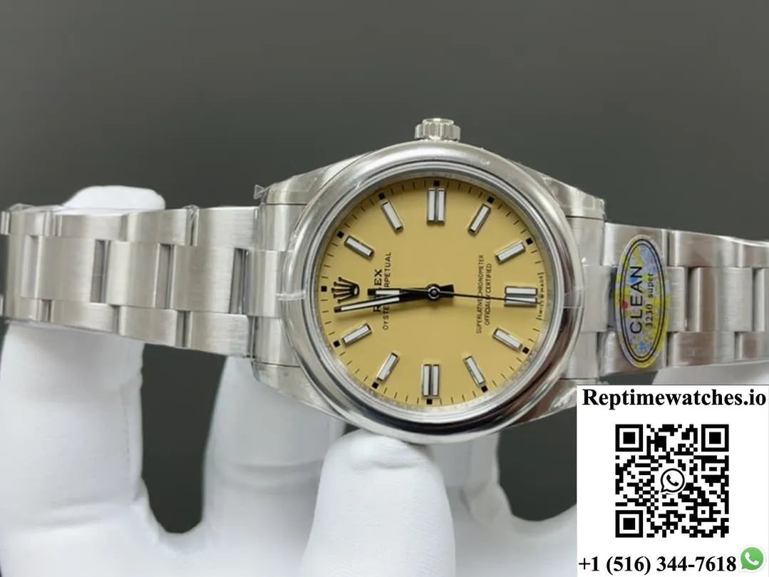 Rolex Oyster Perpetual 134300-0007 Clean Factory Yellow Dial-Rep Time Watches