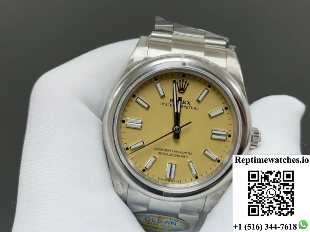 Rolex Oyster Perpetual 134300-0007 Clean Factory Yellow Dial-Rep Time Watches