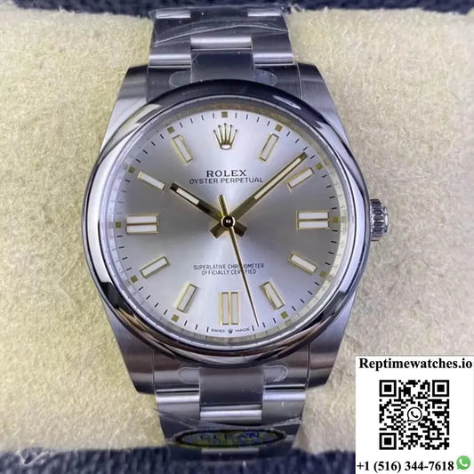 Rolex Oyster Perpetual M124300-0001 41Mm Clean Factory Silver Dial-Rep Time Watches