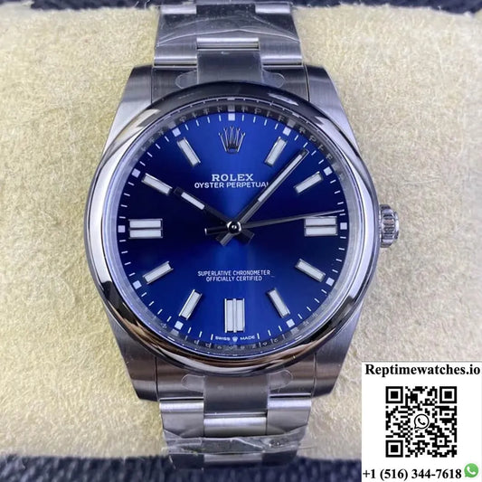 Rolex Oyster Perpetual M124300-0003 41Mm Clean Factory Blue Dial-Rep Time Watches