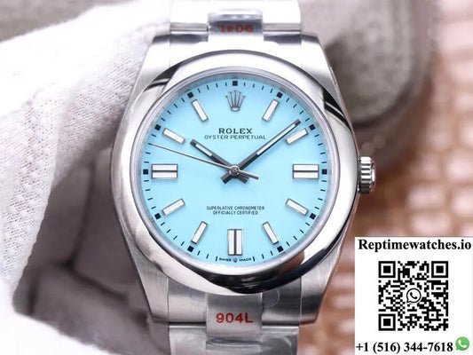Rolex Oyster Perpetual M124300-0006 41Mm Ew Factory Turquoise Blue Dial-Rep Time Watches