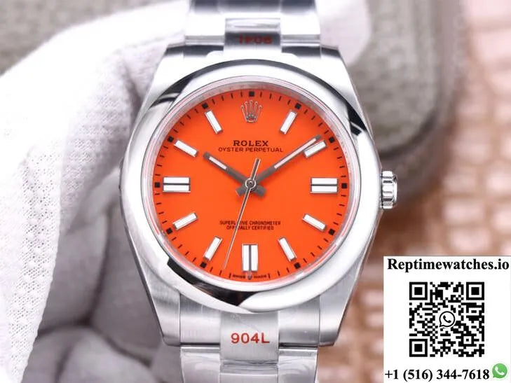 Rolex Oyster Perpetual M124300-0007 41Mm Ew Factory Coral Red Dial-Rep Time Watches