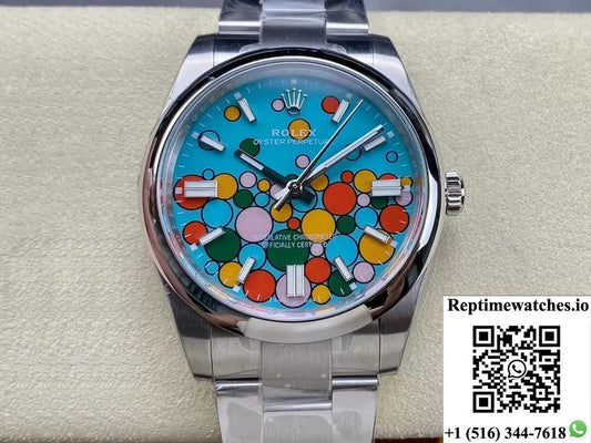 Rolex Oyster Perpetual M124300-0008 41Mm Ew Factory Turquoise Blue Dial-Rep Time Watches