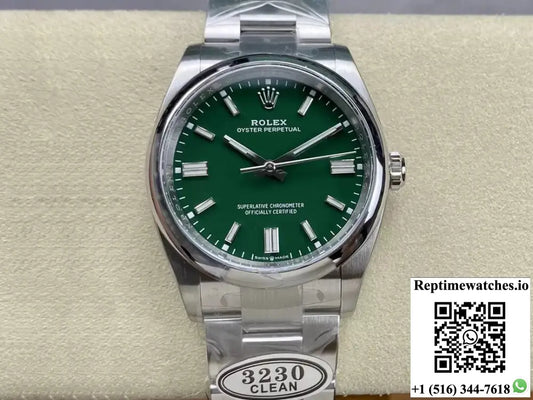 Rolex Oyster Perpetual M126000-0005 36MM Clean Factory Green Dial - Watches