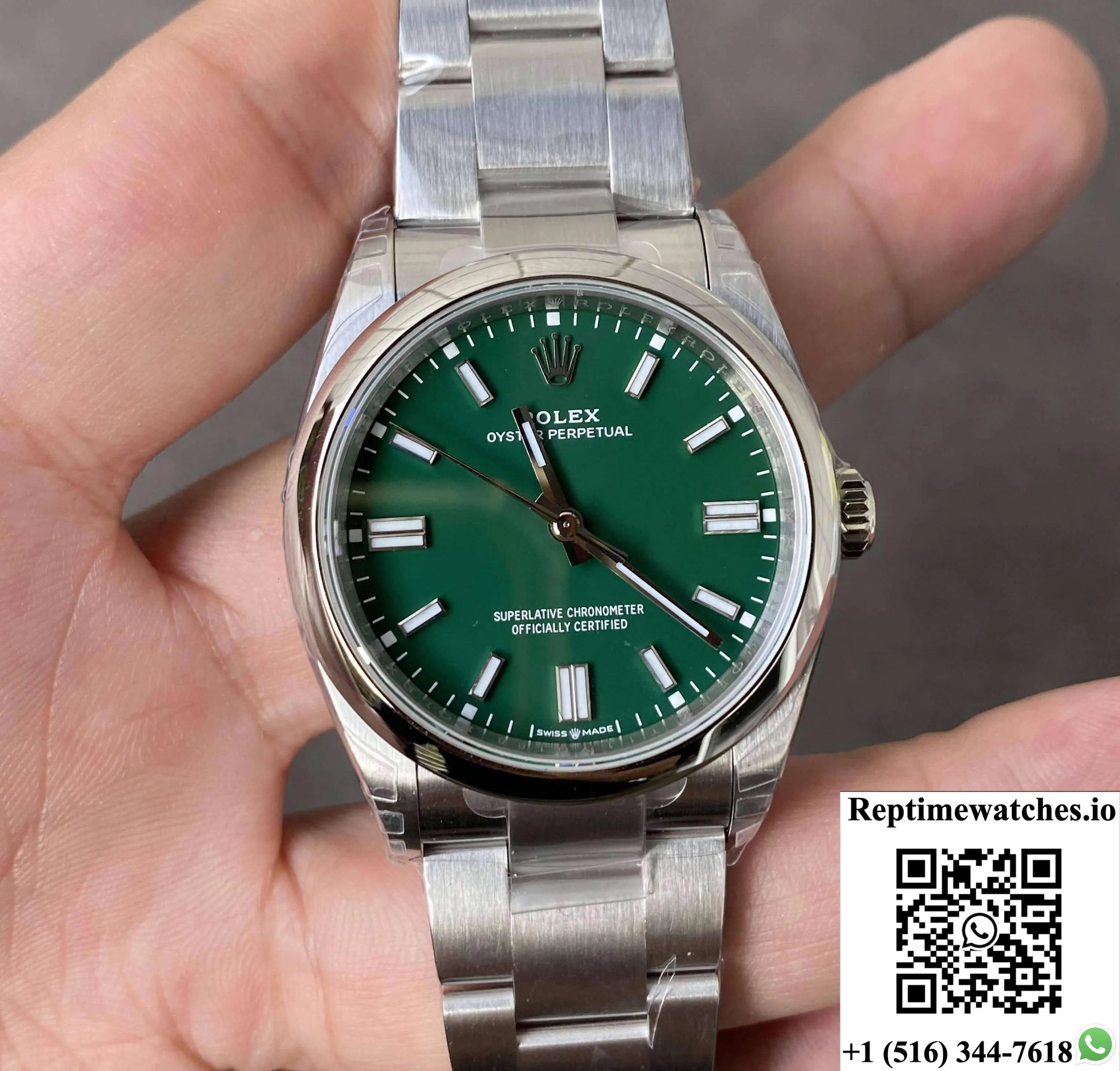 Rolex Oyster Perpetual M126000-0005 36Mm Vs Factory Green Dial-Rep Time Watches