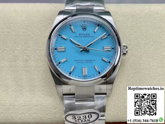 Rolex Oyster Perpetual M126000-0006 36MM Clean Factory Turquoise Blue Dial - Watches