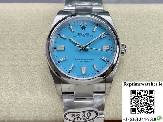 Rolex Oyster Perpetual M126000-0006 36Mm Clean Factory Turquoise Blue Dial-Rep Time Watches