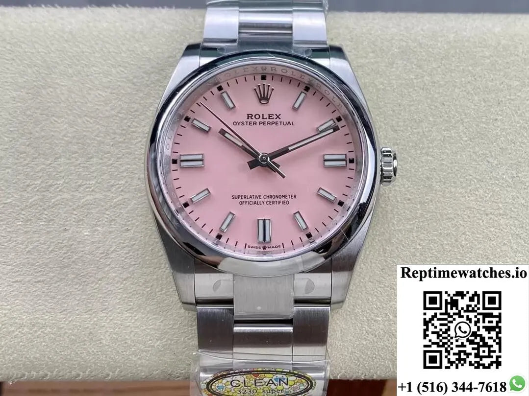 Rolex Oyster Perpetual M126000-0008 36Mm Clean Factory Pink Dial-Rep Time Watches