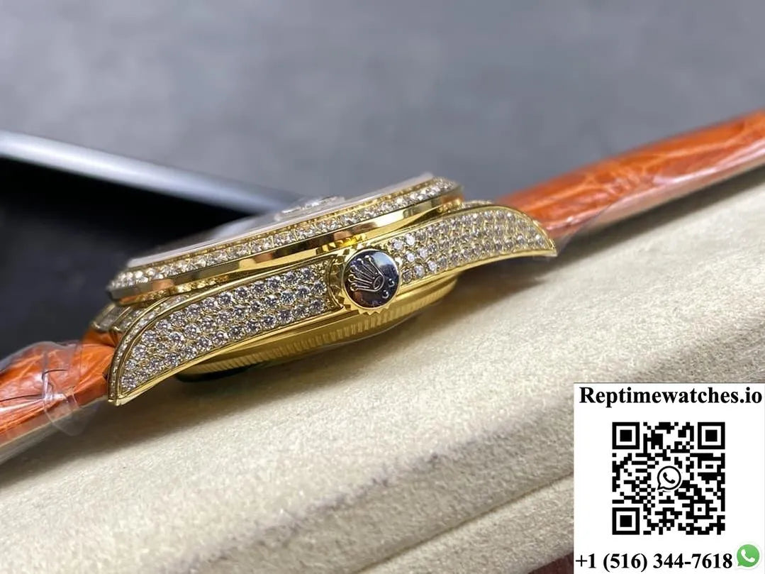 Rolex Oyster Perpetual M128158Rbr-0002 8+ Factory Alligator Leather Strap-Rep Time Watches