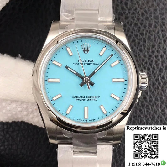 Rolex Oyster Perpetual M277200-0007 31Mm Ew Factory Turquoise Blue Dial-Rep Time Watches