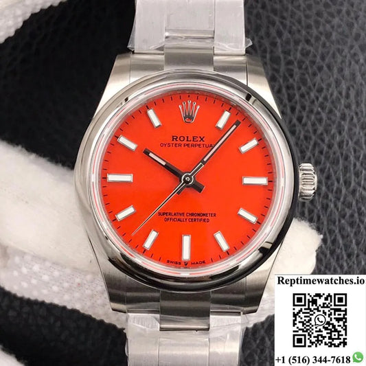 Rolex Oyster Perpetual M277200-0008 31Mm Ew Factory Coral Red Dial-Rep Time Watches