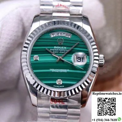 Rolex President Day Date 18038 Malachite Green Diamond Dial-Rep Time Watches