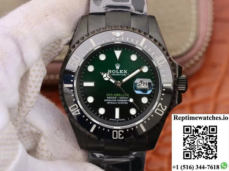 Rolex Sea-Dweller Deepsea 11666001 V2 Green Gradual Black Dial-Rep Time Watches