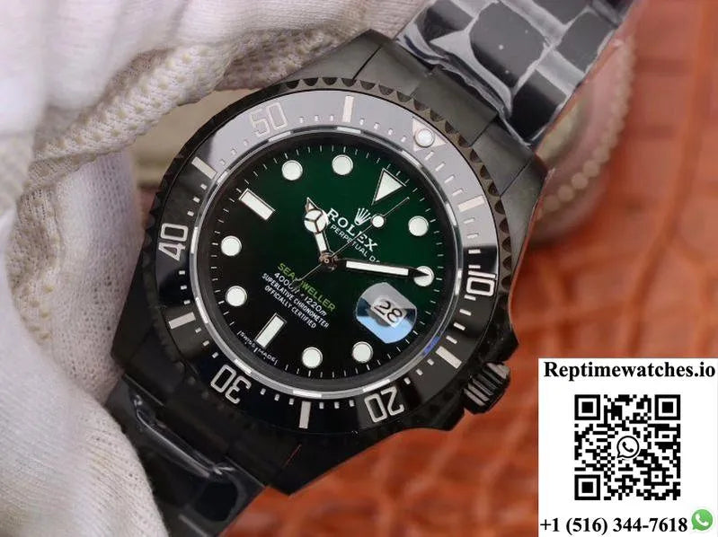 Rolex Sea-Dweller Deepsea 11666001 V2 Green Gradual Black Dial-Rep Time Watches