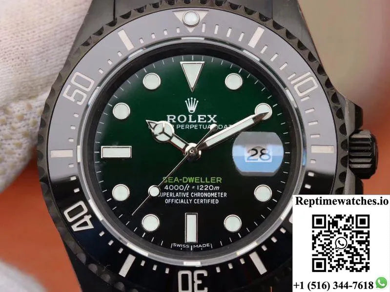 Rolex Sea-Dweller Deepsea 11666001 V2 Green Gradual Black Dial-Rep Time Watches