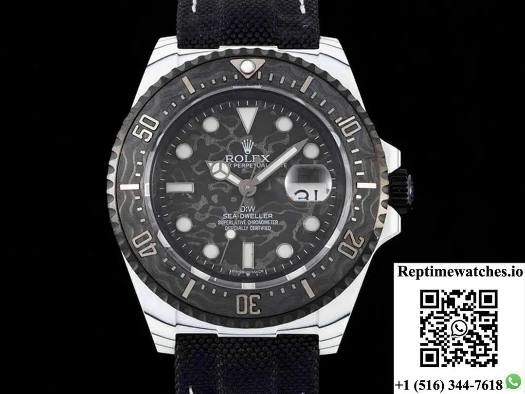 Rolex Sea-Dweller Diw Factory Carbon Fiber Black Strap-Rep Time Watches